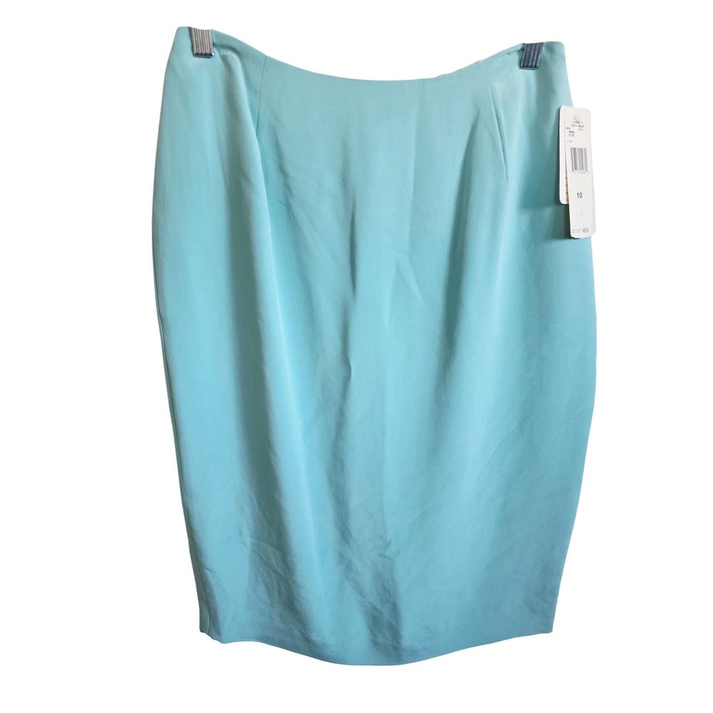 Rena Rowan 10 Vintage 100% Silk Pencil Skirt Aqua Blue South Beach NWT - Picture 4 of 15